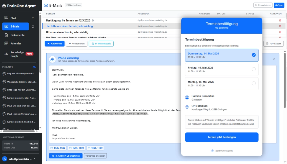 E-Mail automatischer Entwurf und Termine